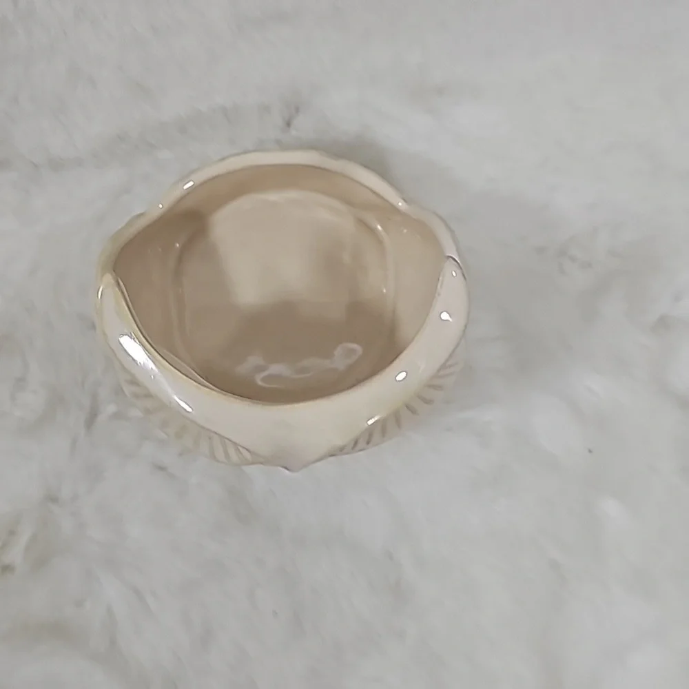 Bath and Body Works Cream Ceramic Owl Soap/Lotion Holder